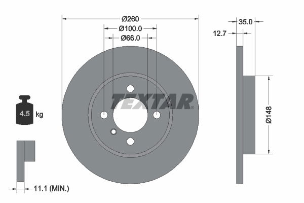 Bremsscheibe Vorderachse Textar 92026400 von Textar