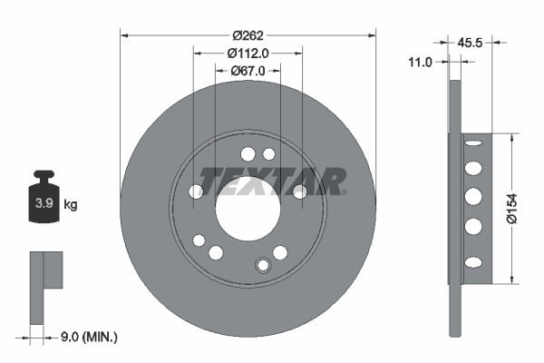 Bremsscheibe Vorderachse Textar 92027403 von Textar