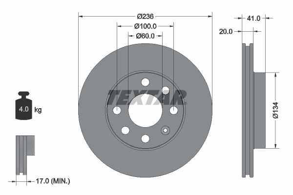 Bremsscheibe Vorderachse Textar 92029603 von Textar