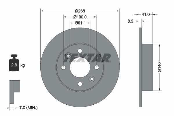 Bremsscheibe Vorderachse Textar 92036003 von Textar