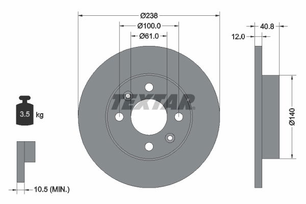 Bremsscheibe Vorderachse Textar 92036103 von Textar