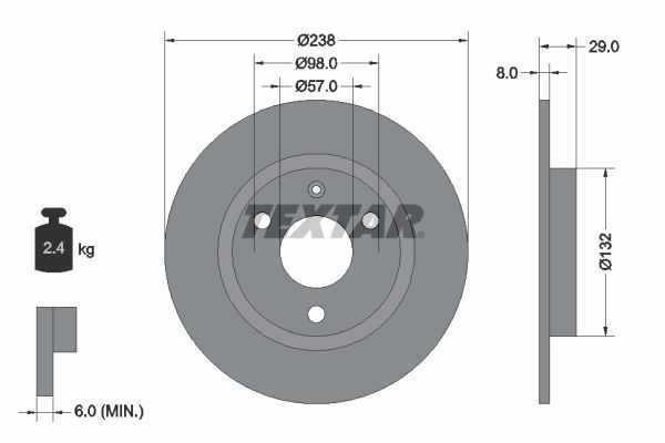 Bremsscheibe Vorderachse Textar 92038500 von Textar