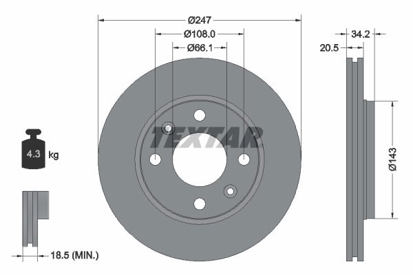 Bremsscheibe Vorderachse Textar 92043103 von Textar