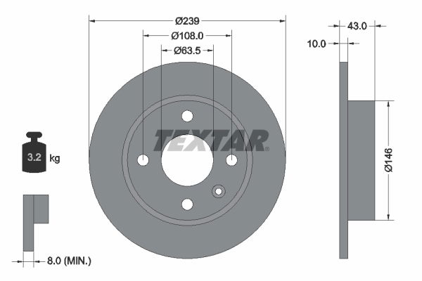 Bremsscheibe Vorderachse Textar 92050900 von Textar