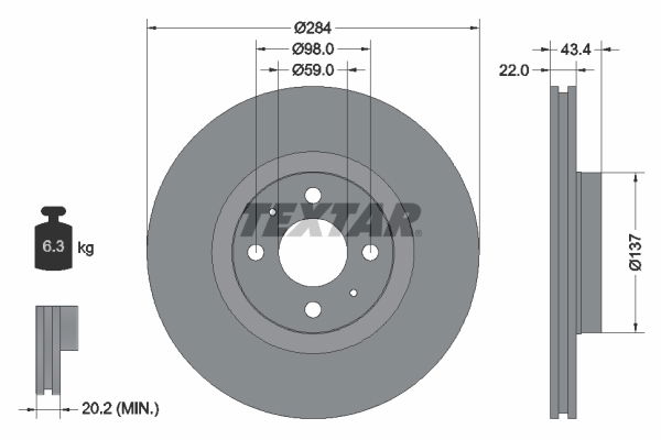 Bremsscheibe Vorderachse Textar 92053503 von Textar