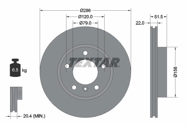 Bremsscheibe Vorderachse Textar 92055605 von Textar