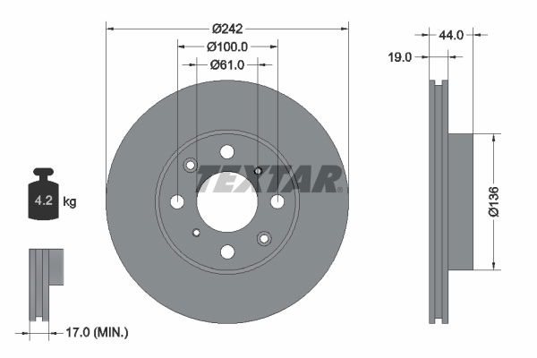 Bremsscheibe Vorderachse Textar 92060700 von Textar