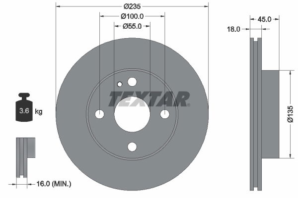 Bremsscheibe Vorderachse Textar 92061500 von Textar