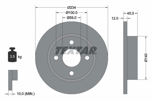 Bremsscheibe Vorderachse Textar 92063300 von Textar