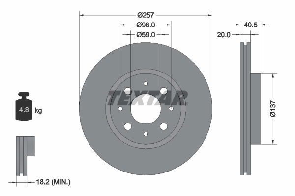 Bremsscheibe Vorderachse Textar 92068503 von Textar