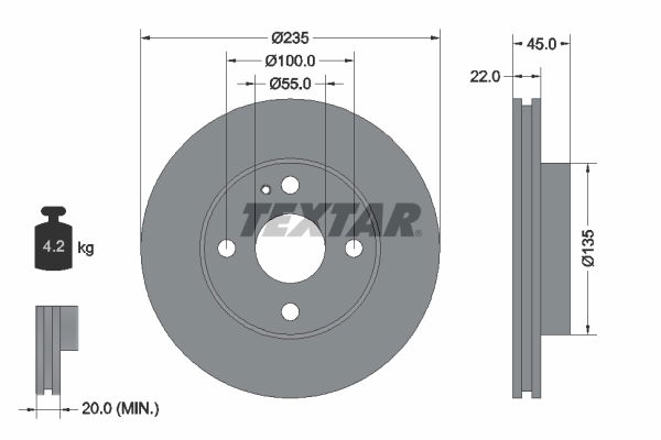 Bremsscheibe Vorderachse Textar 92071500 von Textar