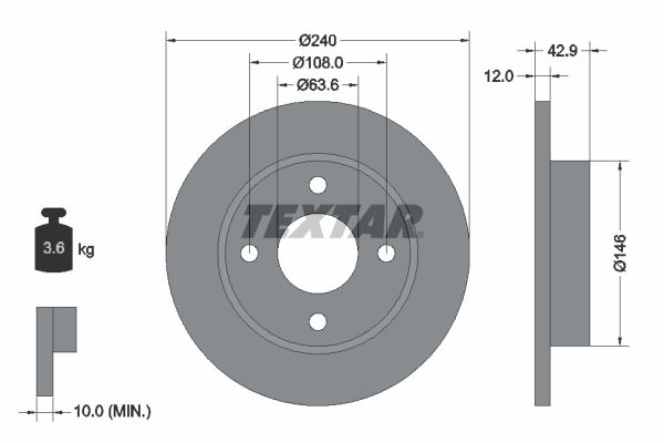 Bremsscheibe Vorderachse Textar 92075303 von Textar