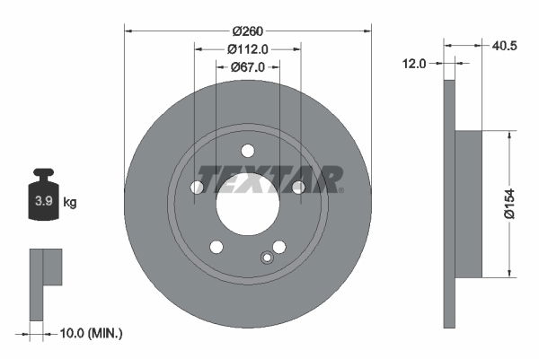 Bremsscheibe Vorderachse Textar 92091203 von Textar