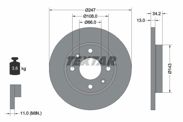 Bremsscheibe Vorderachse Textar 92092803 von Textar