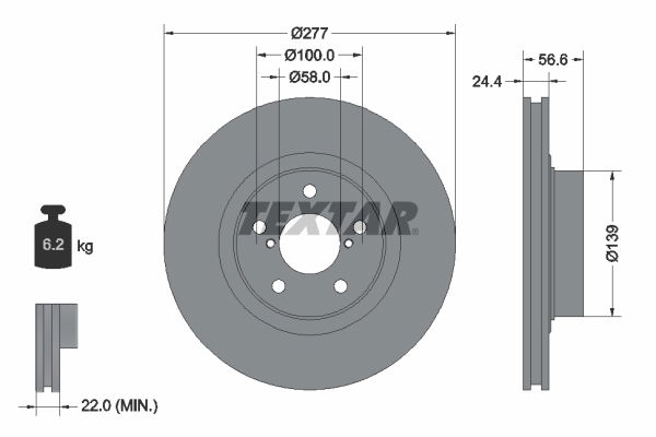 Bremsscheibe Vorderachse Textar 92094603 von Textar