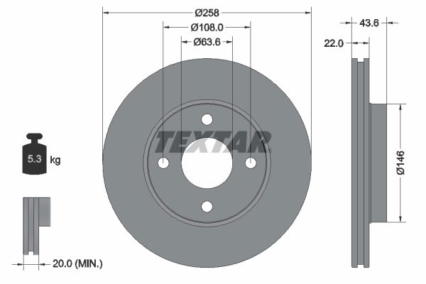 Bremsscheibe Vorderachse Textar 92096203 von Textar