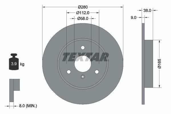 Bremsscheibe Vorderachse Textar 92097603 von Textar