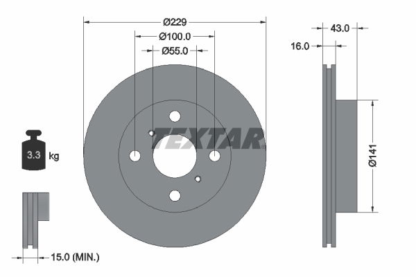 Bremsscheibe Vorderachse Textar 92097900 von Textar