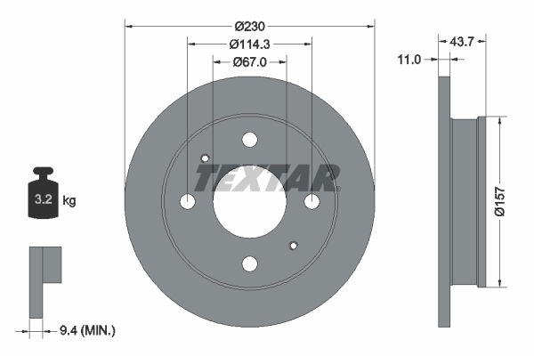 Bremsscheibe Vorderachse Textar 92102800 von Textar