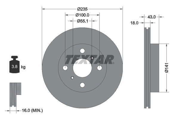 Bremsscheibe Vorderachse Textar 92103603 von Textar