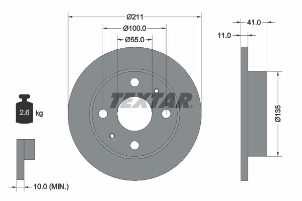 Bremsscheibe Vorderachse Textar 92103700 von Textar