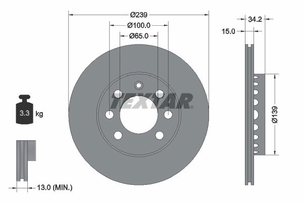 Bremsscheibe Vorderachse Textar 92106403 von Textar