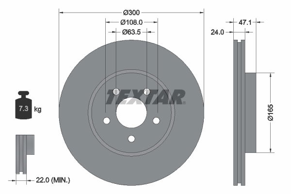 Bremsscheibe Vorderachse Textar 92109603 von Textar