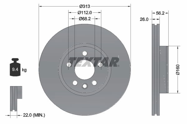 Bremsscheibe Vorderachse Textar 92109905 von Textar