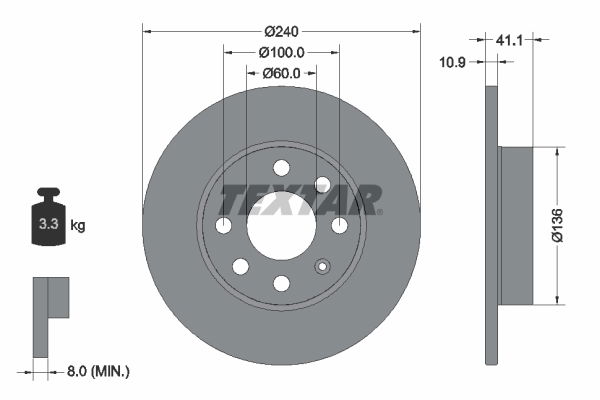 Bremsscheibe Vorderachse Textar 92111303 von Textar