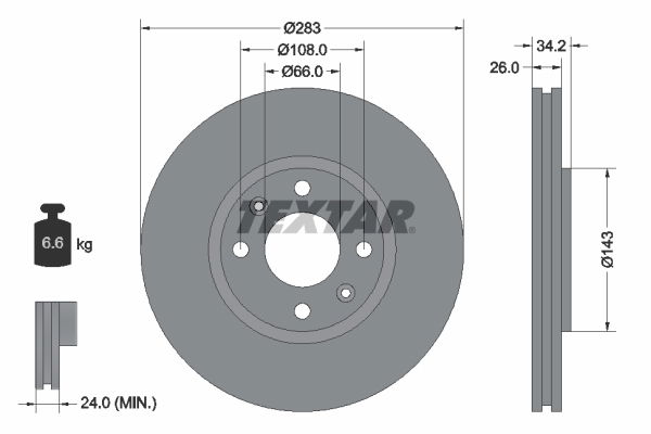 Bremsscheibe Vorderachse Textar 92111603 von Textar