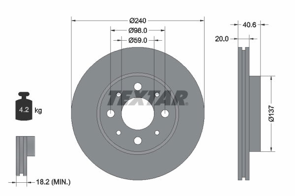 Bremsscheibe Vorderachse Textar 92118003 von Textar