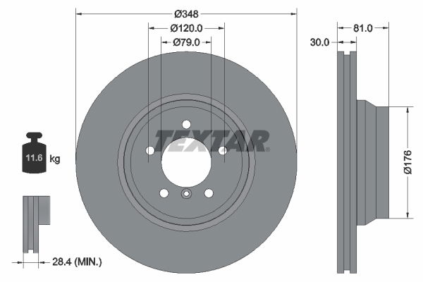 Bremsscheibe Vorderachse Textar 92122905 von Textar