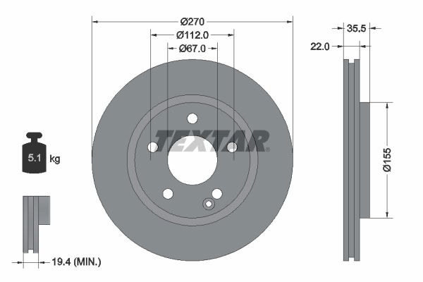 Bremsscheibe Vorderachse Textar 92124503 von Textar