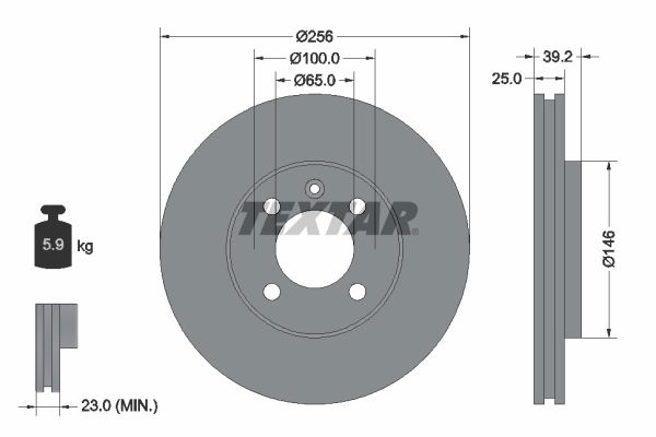 Bremsscheibe Vorderachse Textar 92128300 von Textar