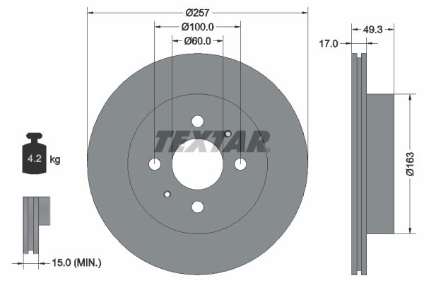 Bremsscheibe Vorderachse Textar 92131200 von Textar