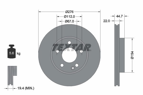 Bremsscheibe Vorderachse Textar 92131903 von Textar