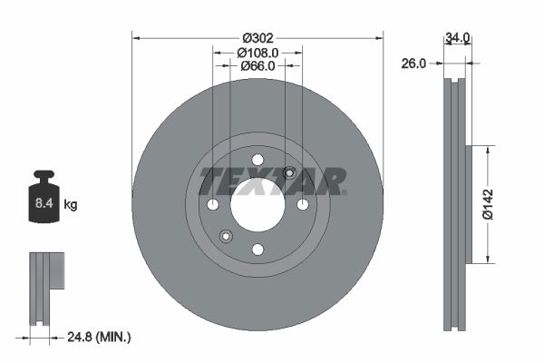 Bremsscheibe Vorderachse Textar 92133203 von Textar