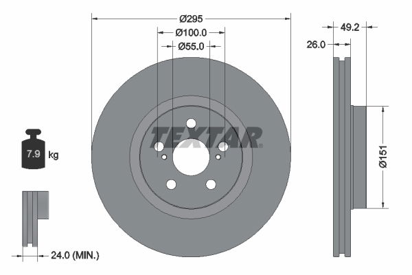 Bremsscheibe Vorderachse Textar 92135603 von Textar