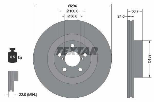 Bremsscheibe Vorderachse Textar 92139500 von Textar