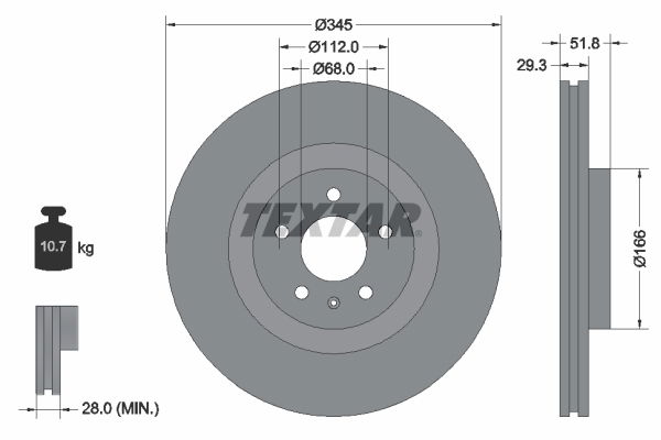 Bremsscheibe Vorderachse Textar 92160205 von Textar