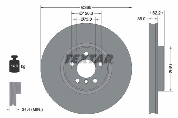 Bremsscheibe Vorderachse Textar 92161005 von Textar