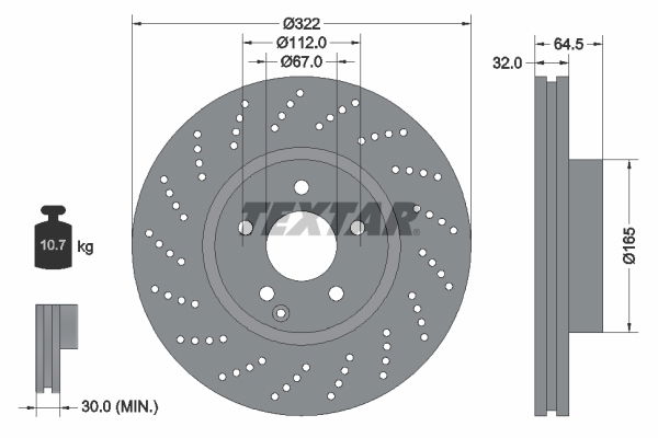 Bremsscheibe Vorderachse Textar 92163403 von Textar