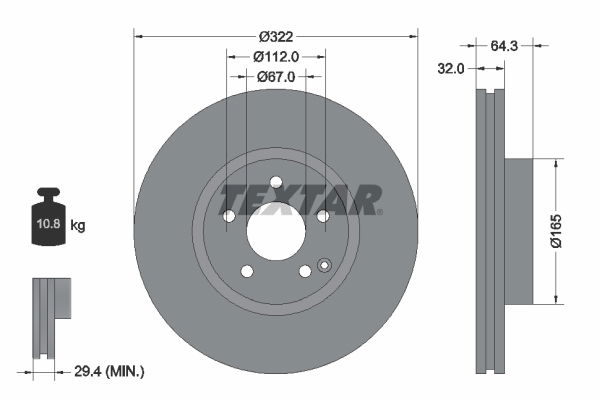 Bremsscheibe Vorderachse Textar 92163505 von Textar