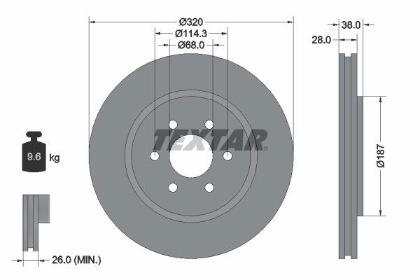 Bremsscheibe Vorderachse Textar 92164405 von Textar