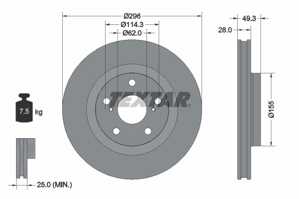 Bremsscheibe Vorderachse Textar 92168803 von Textar