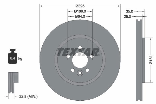 Bremsscheibe Vorderachse Textar 92170303 von Textar