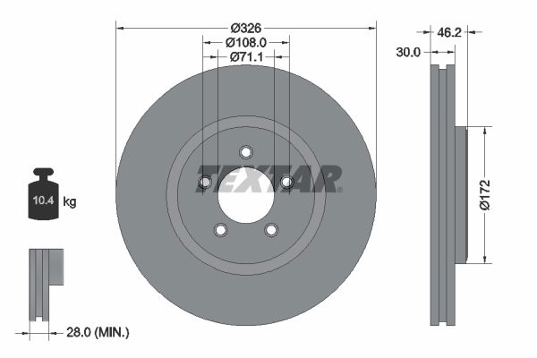 Bremsscheibe Vorderachse Textar 92173505 von Textar