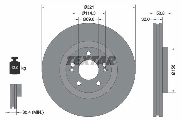 Bremsscheibe Vorderachse Textar 92221700 von Textar