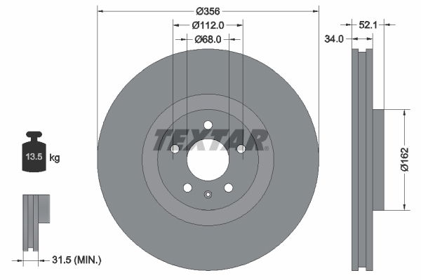 Bremsscheibe Vorderachse Textar 92238205 von Textar