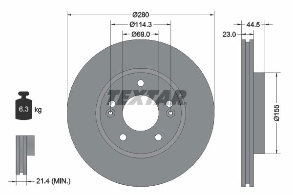 Bremsscheibe Vorderachse Textar 92243103 von Textar